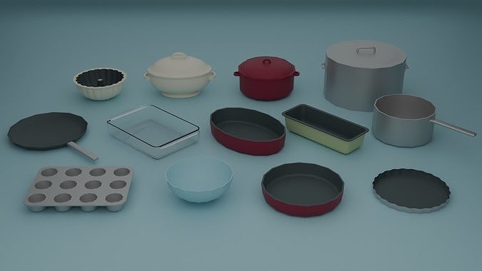 Dishes Low-poly 3D model