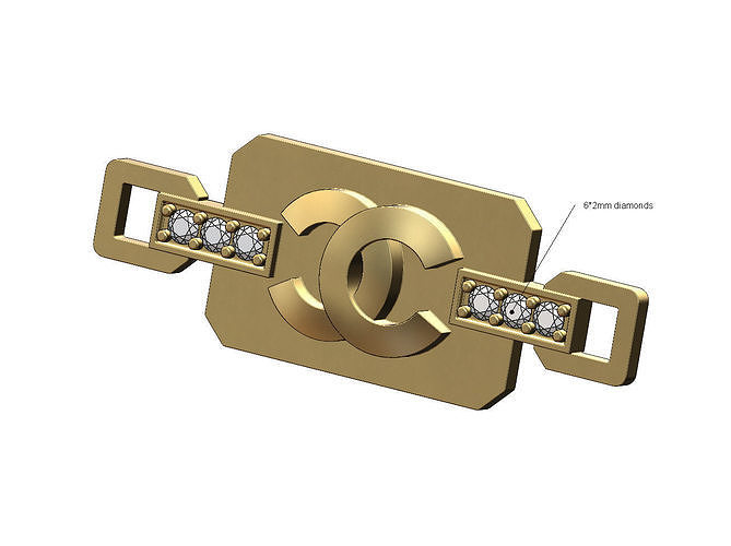 Diamond fashion cc logo bracelet tag 3D print model