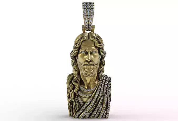Jesus Head Diamond Pendant