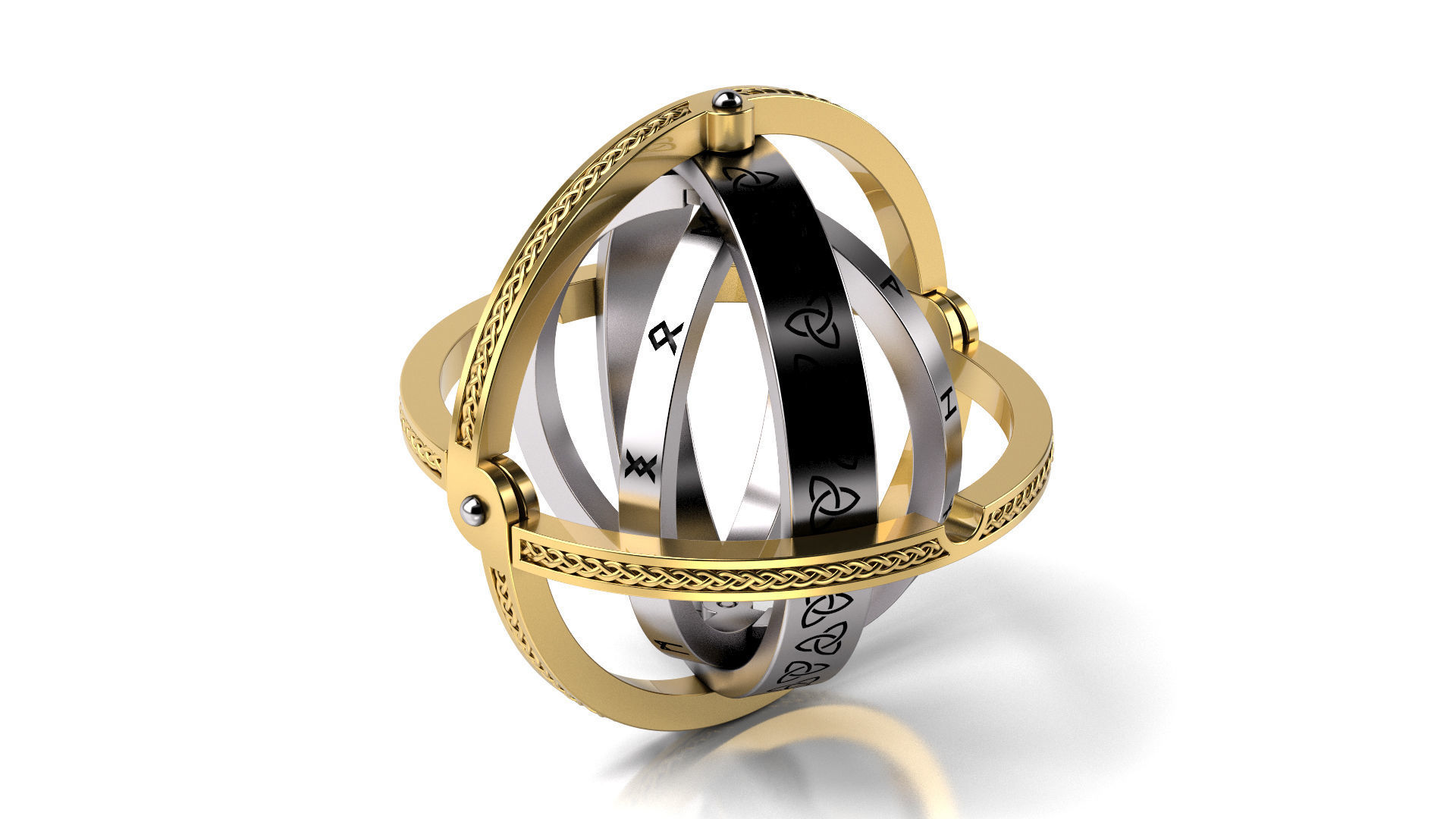 Twisted Symbols  ring 3D print model_7