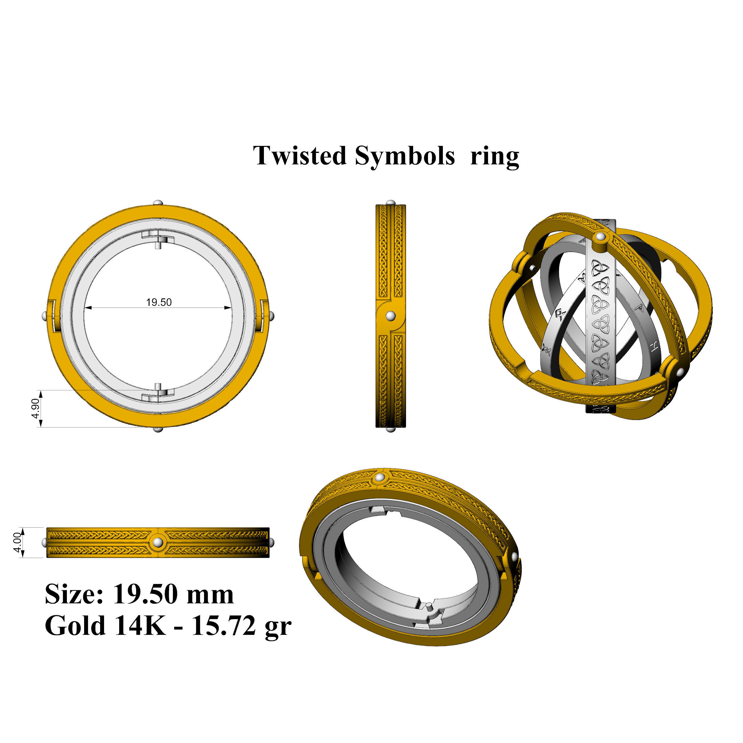 Twisted Symbols  ring 3D print model_1