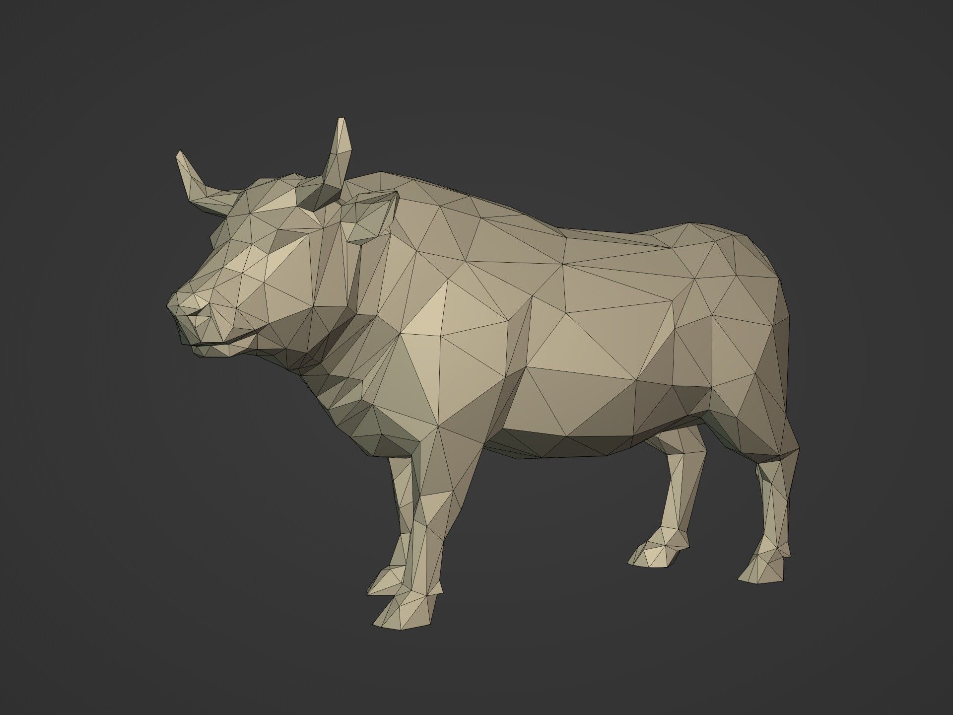 Lowpoly - Polygonal Statue Pack -- Bear - Bull - Eagle - Horse 3D print model_4