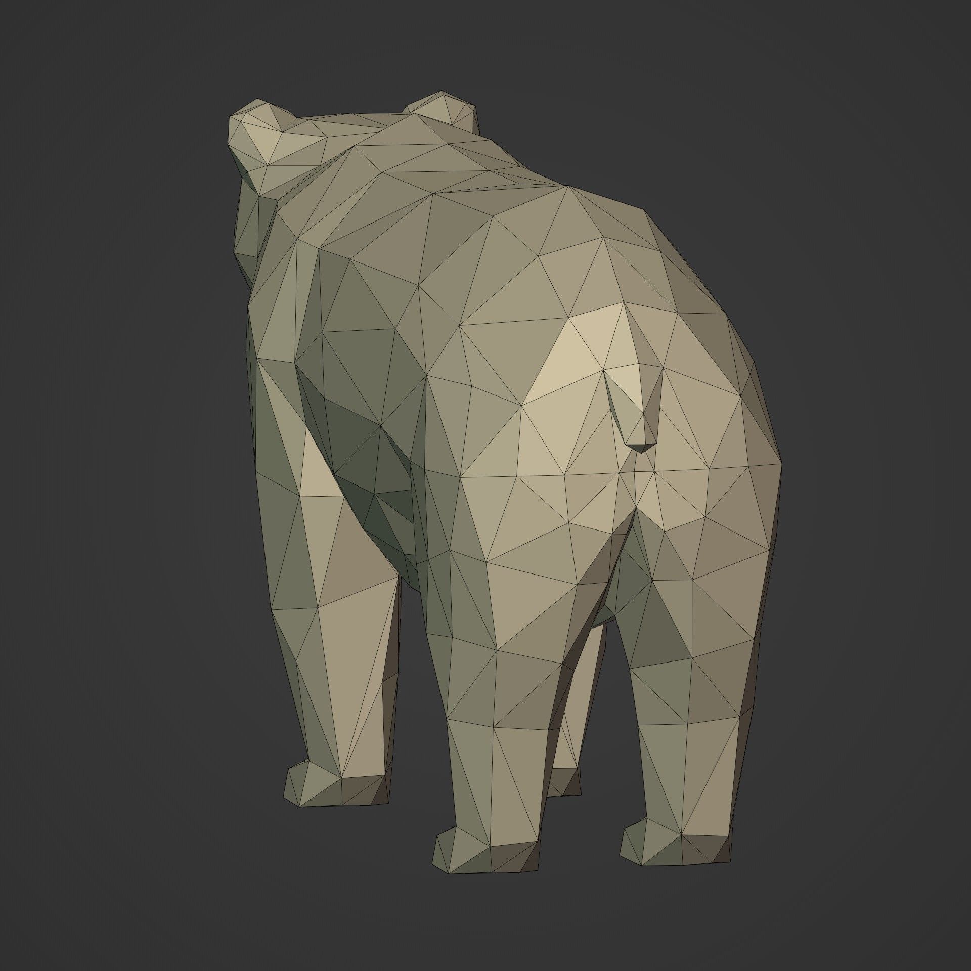Lowpoly - Polygonal Statue Pack -- Bear - Bull - Eagle - Horse 3D print model_10