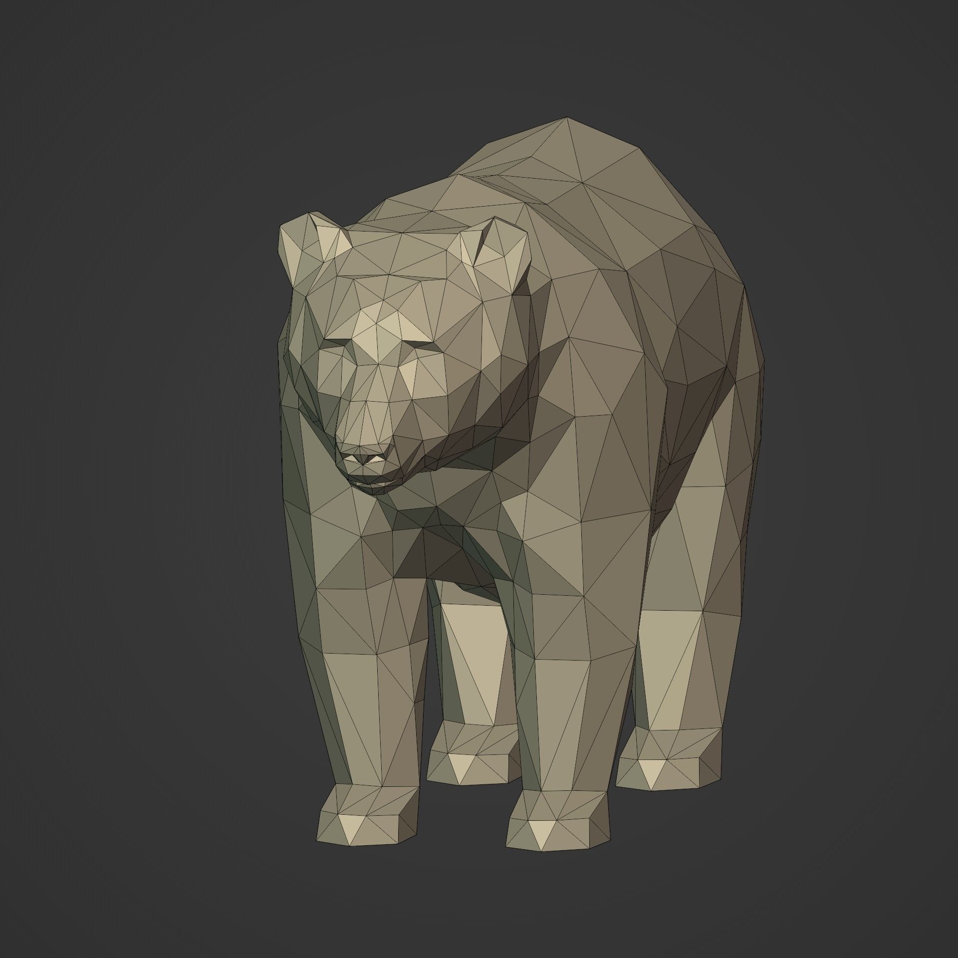 Lowpoly - Polygonal Statue Pack -- Bear - Bull - Eagle - Horse 3D print model_6