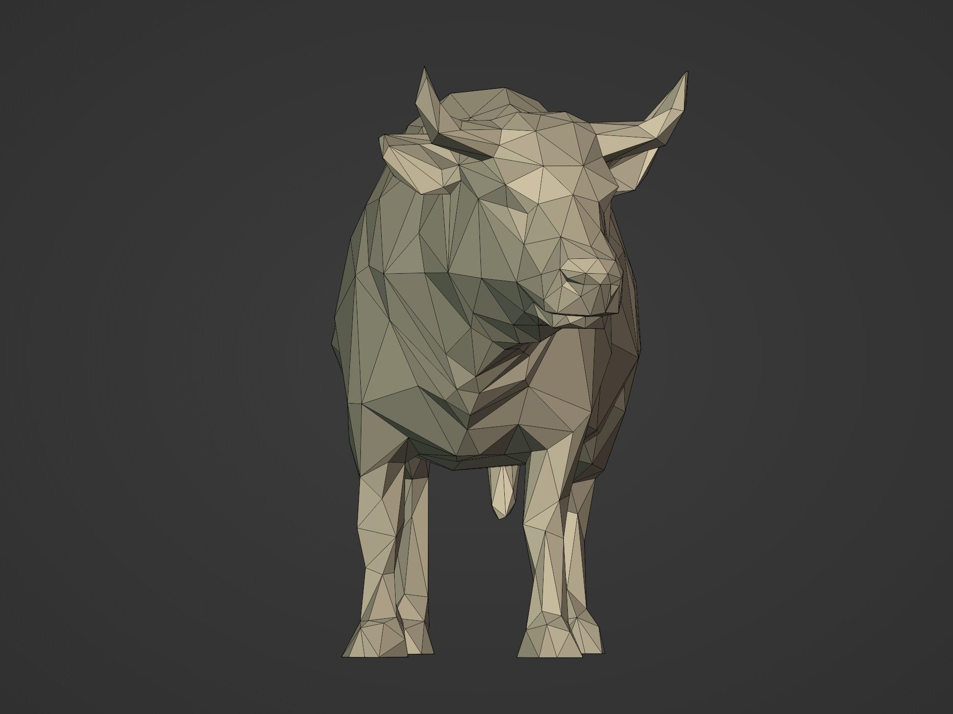 Lowpoly - Polygonal Statue Pack -- Bear - Bull - Eagle - Horse 3D print model_8