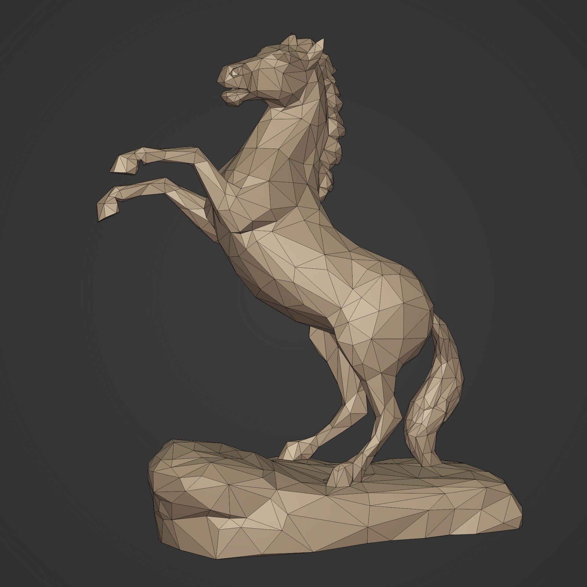Lowpoly - Polygonal Statue Pack -- Bear - Bull - Eagle - Horse 3D print model_5