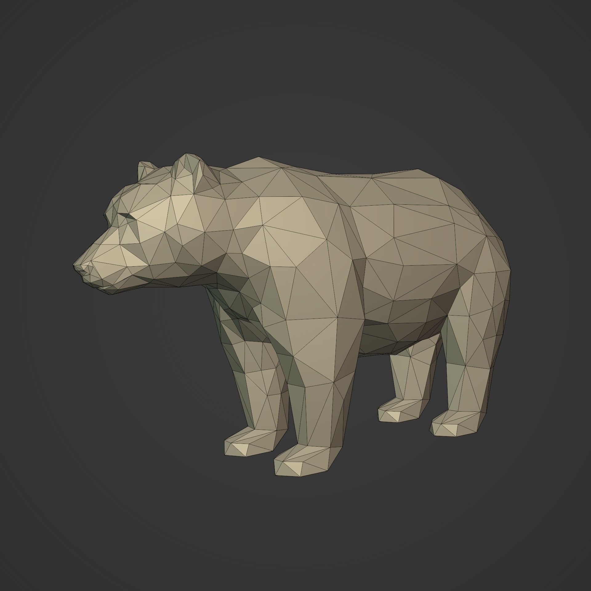 Lowpoly - Polygonal Statue Pack -- Bear - Bull - Eagle - Horse 3D print model_2
