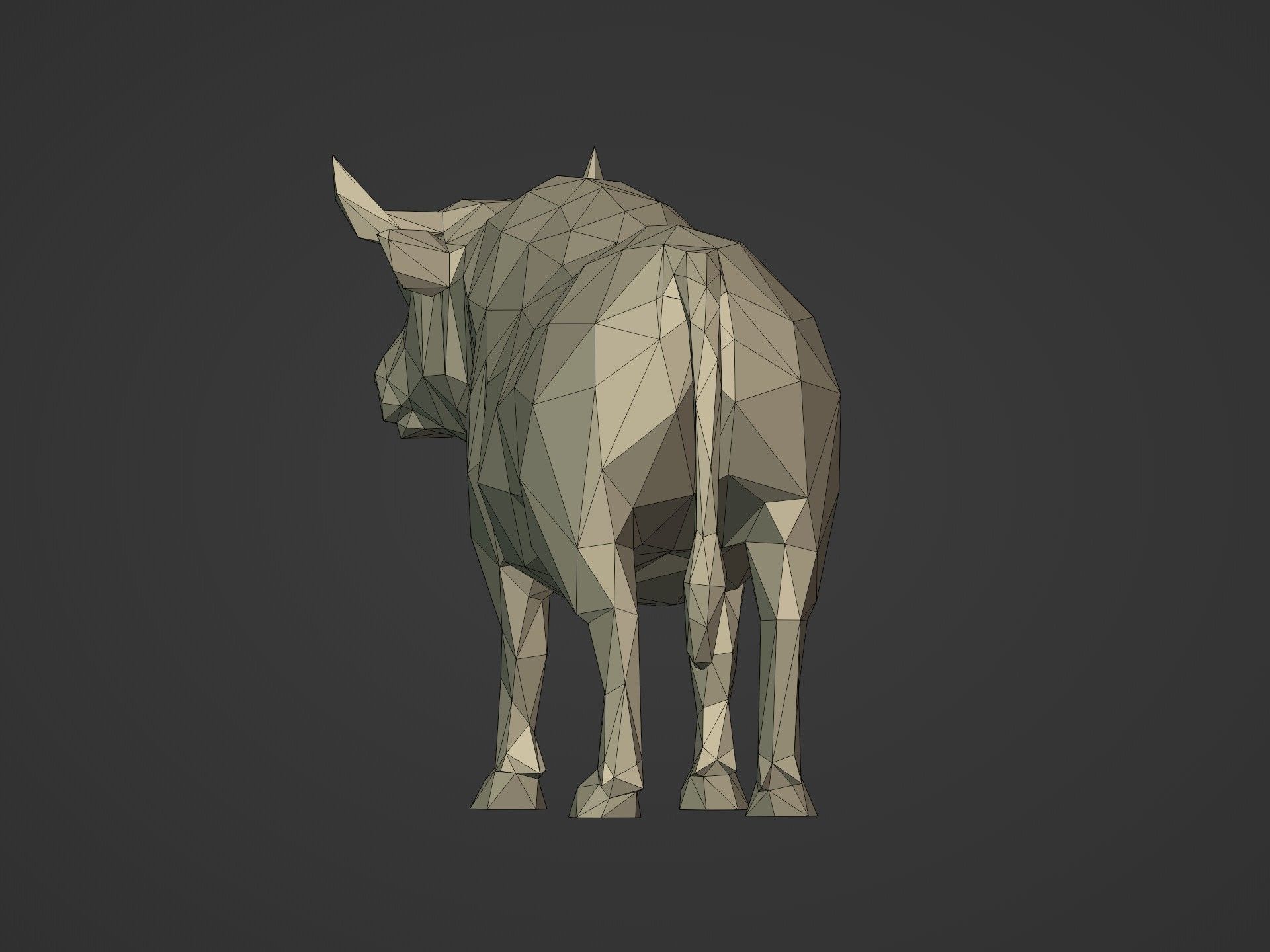 Lowpoly - Polygonal Statue Pack -- Bear - Bull - Eagle - Horse 3D print model_12