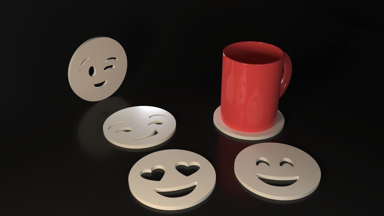 Emojis Coasters 3D print model_1