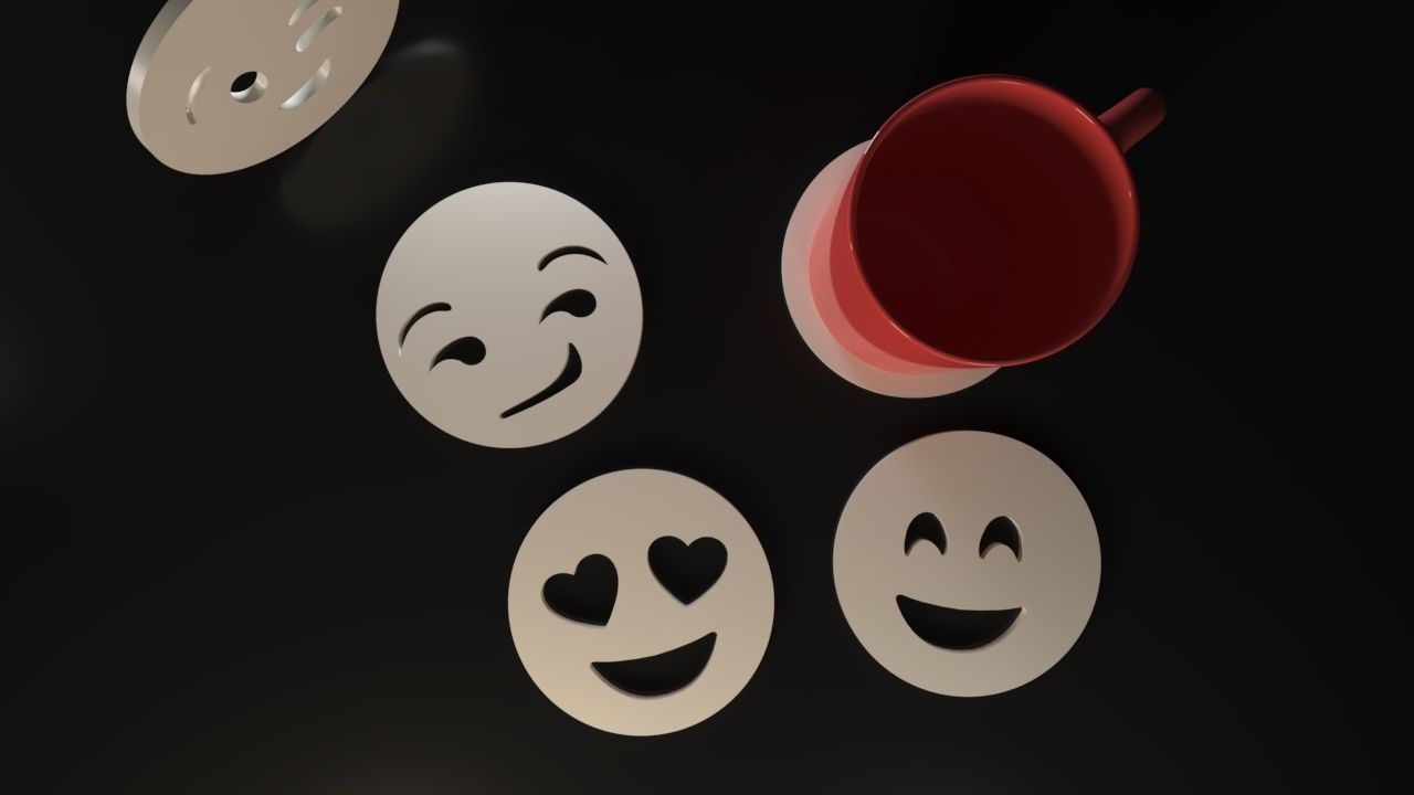 Emojis Coasters 3D print model_4