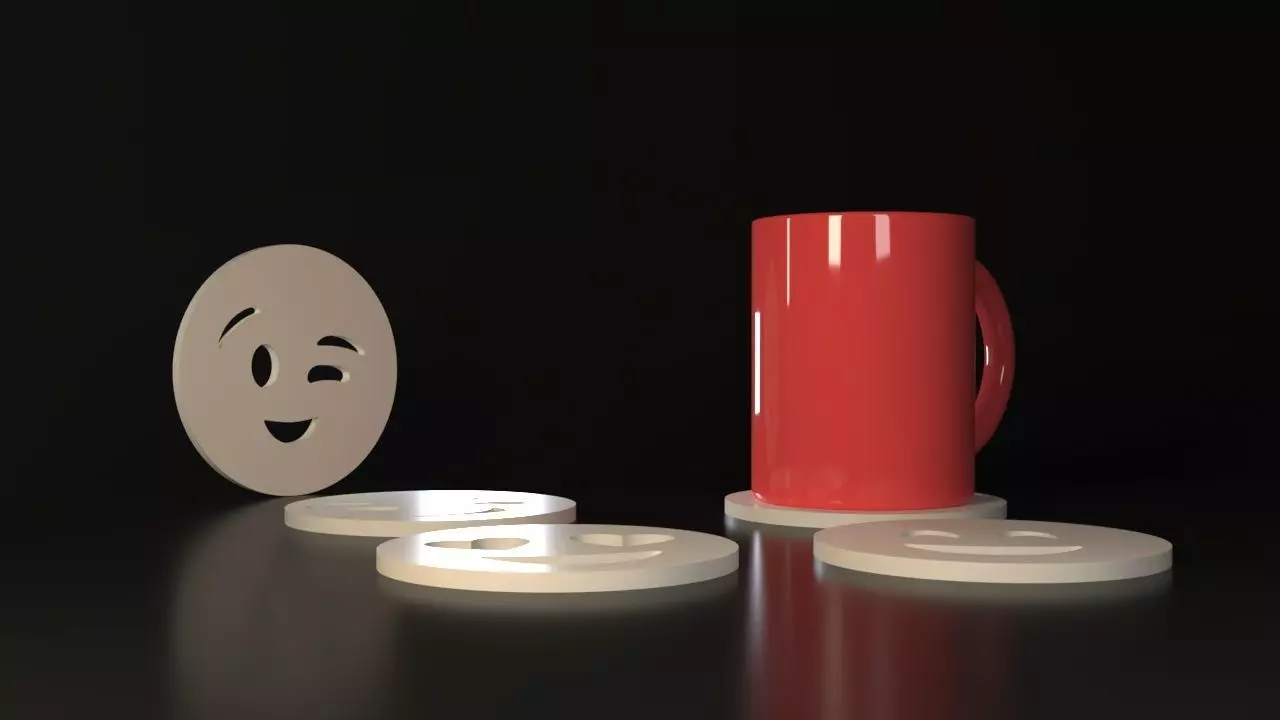 Emojis Coasters 3D print model_0