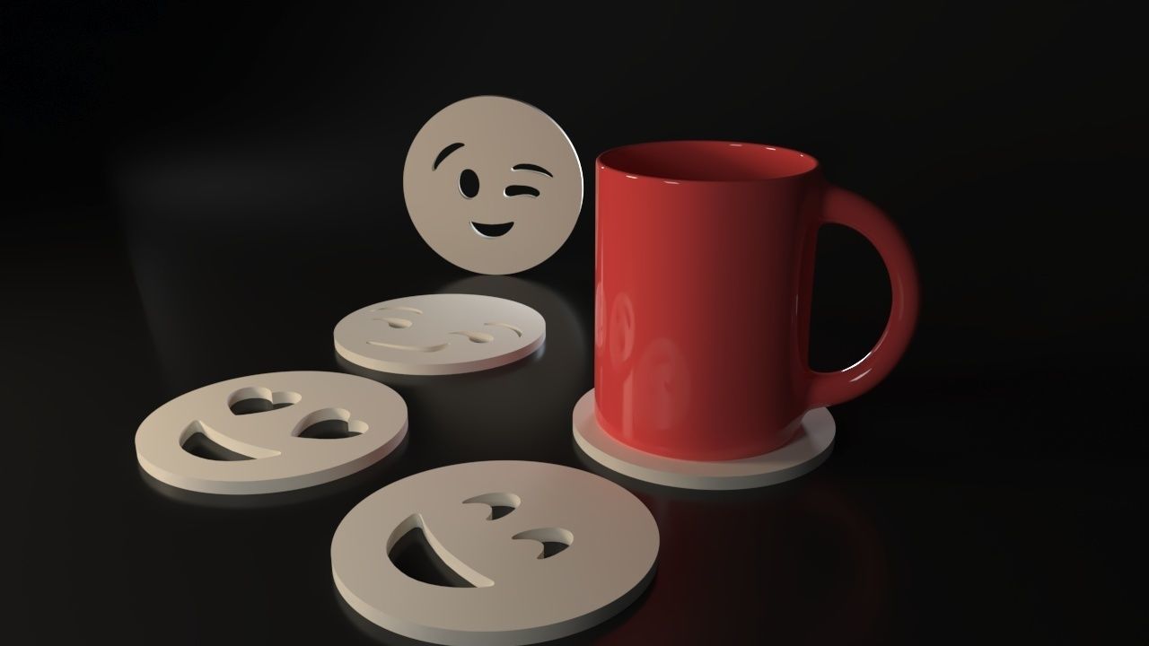 Emojis Coasters 3D print model_2
