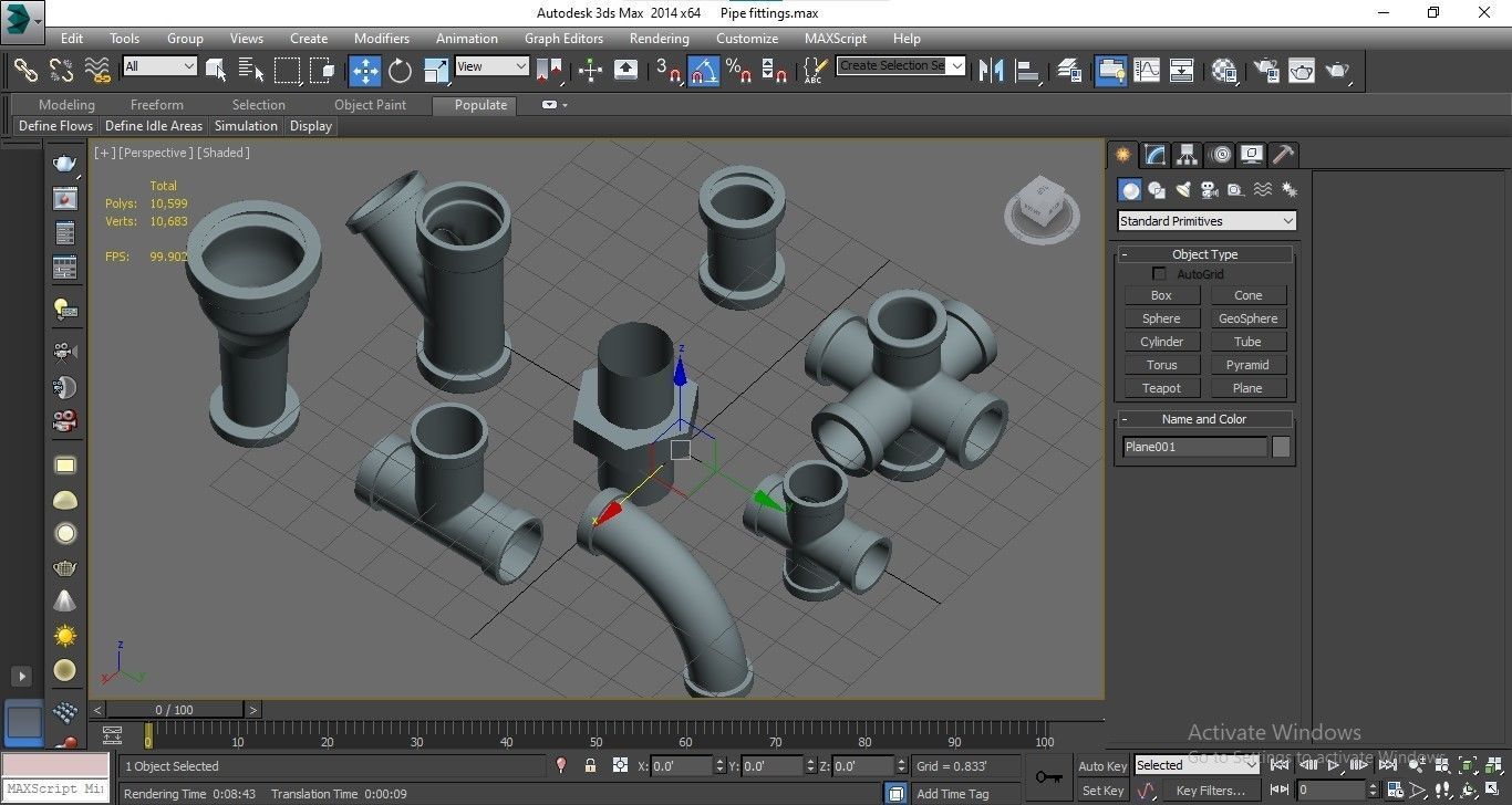 Pipe fittings Low-poly 3D model_18
