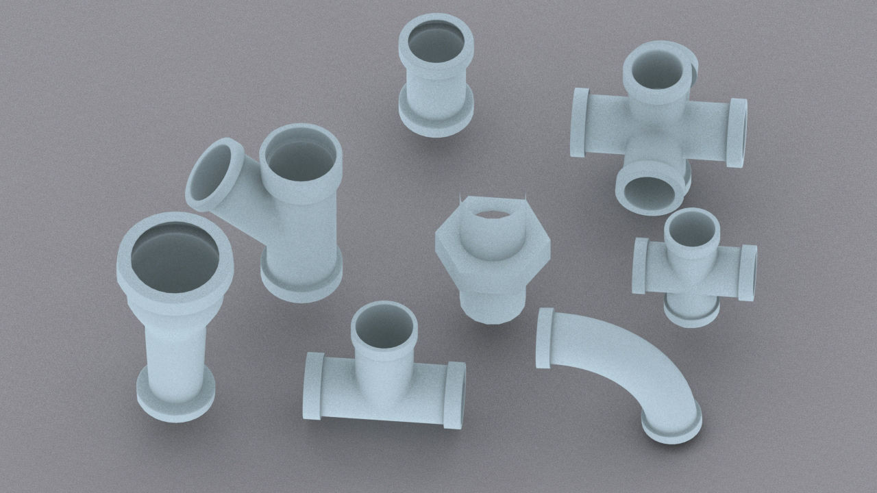 Pipe fittings Low-poly 3D model_14