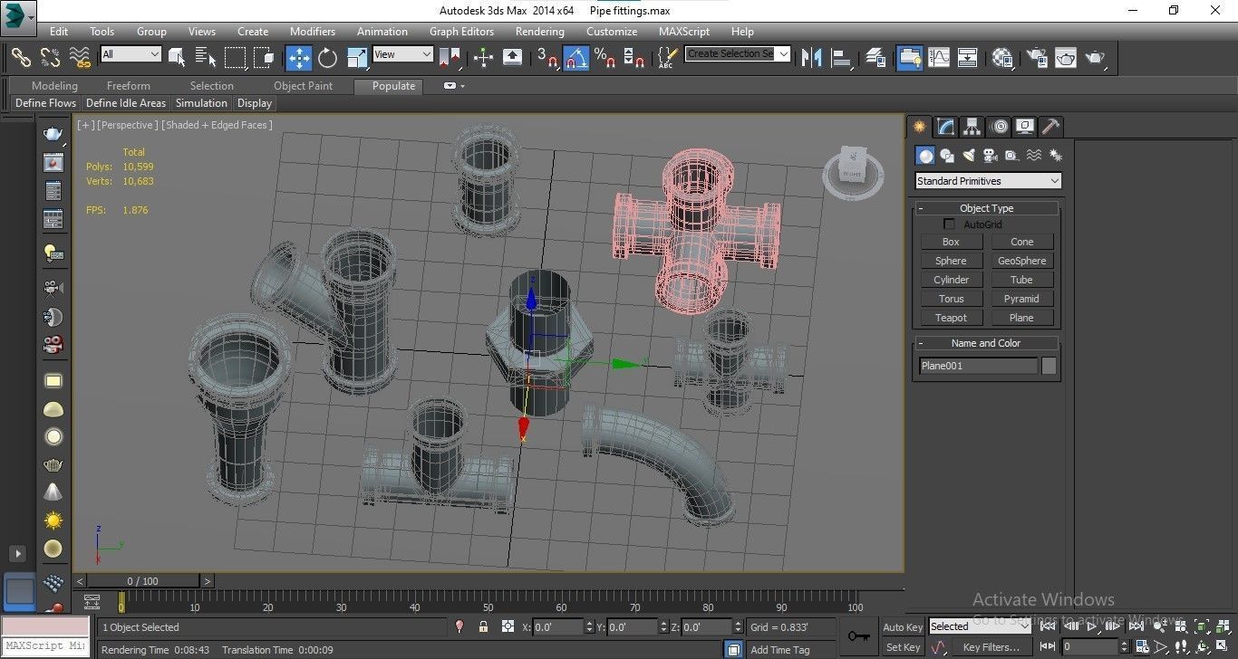 Pipe fittings Low-poly 3D model_16