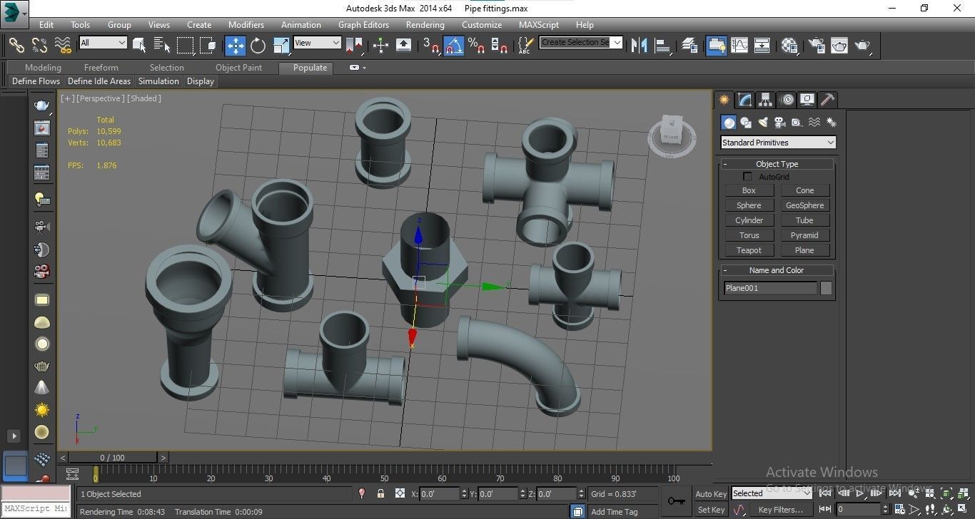 Pipe fittings Low-poly 3D model_15