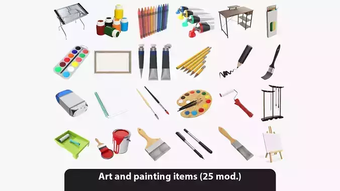 Art and painting items 3D model