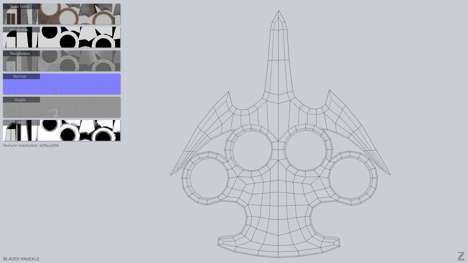Bladed knuckle Low-poly 3D model_3