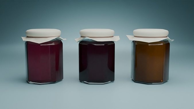 Jam jars Low-poly 3D model