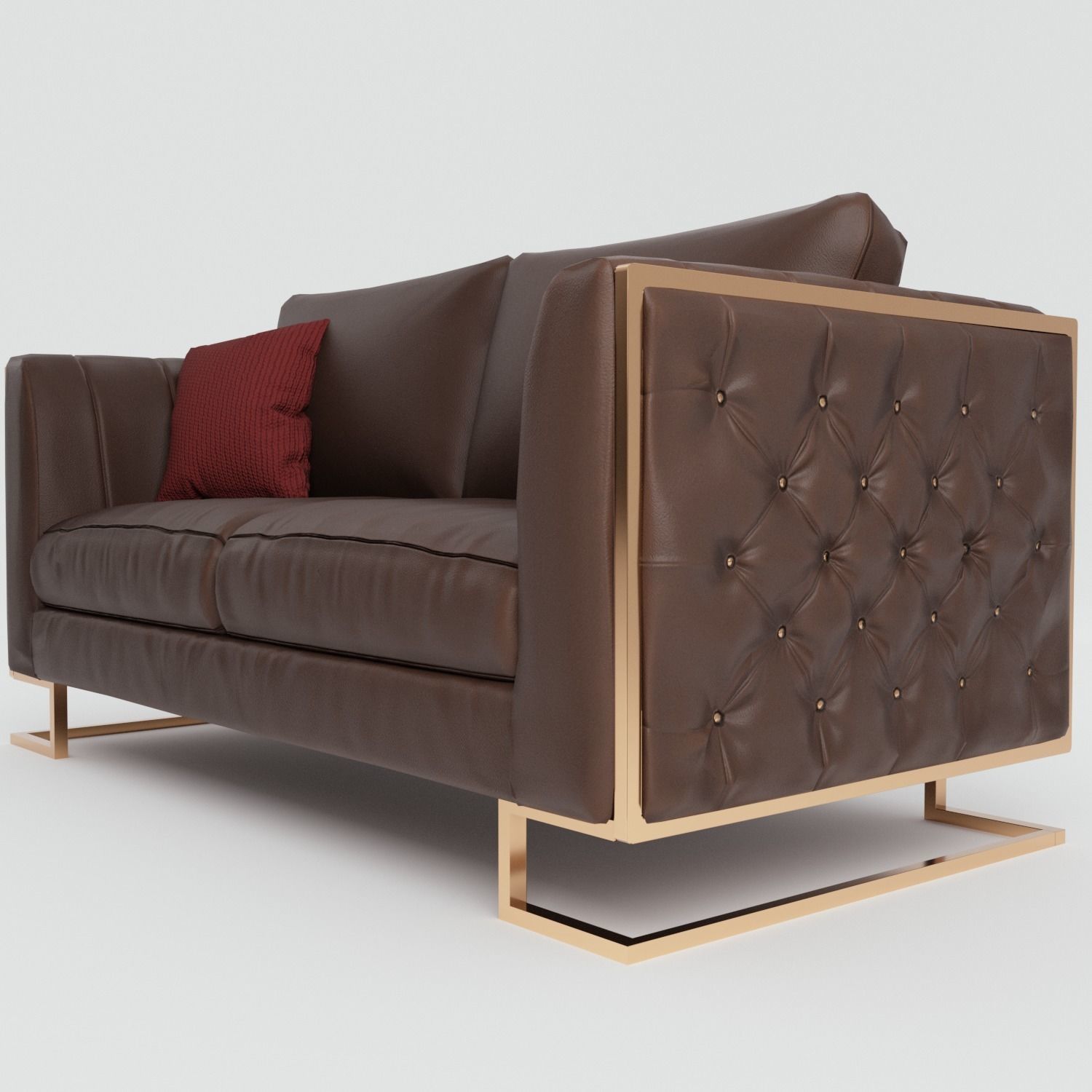 Vintage Sofa Low-poly 3D model_4