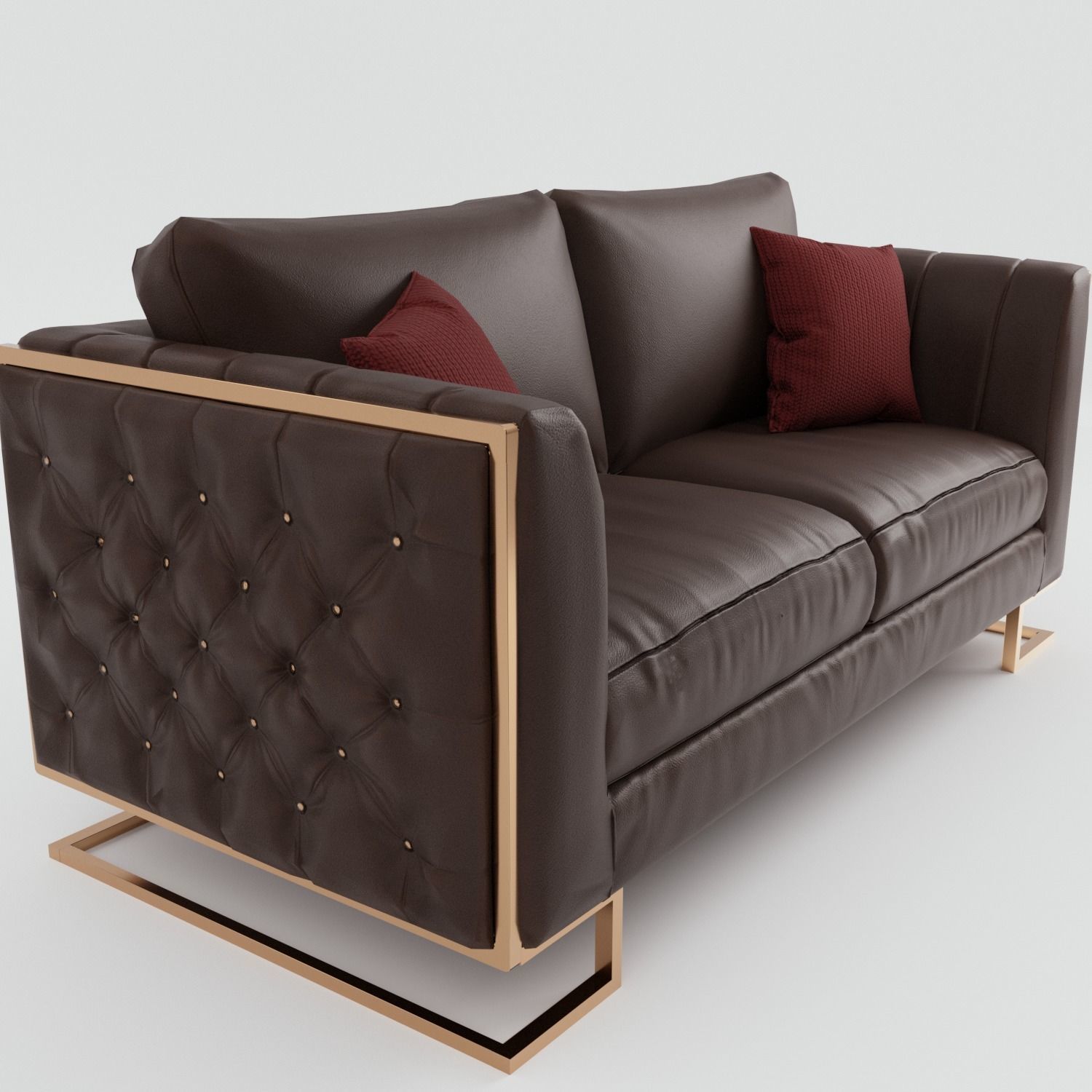 Vintage Sofa Low-poly 3D model_6