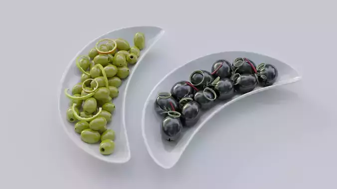 Plates with olives