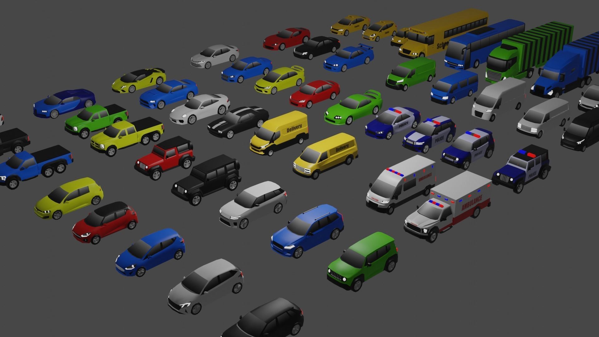 Low poly vehicle pack  Low-poly 3D model_1