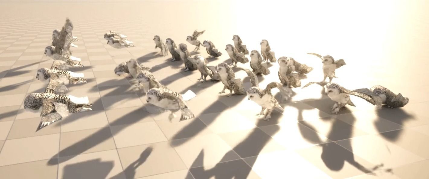 Snowy White Owl Animated Low-poly 3D model_24