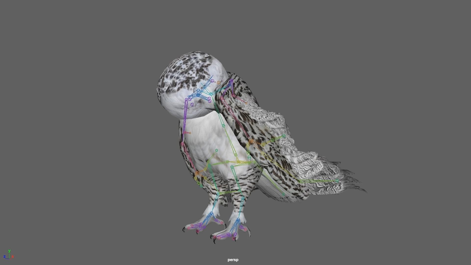 Snowy White Owl Animated Low-poly 3D model_16