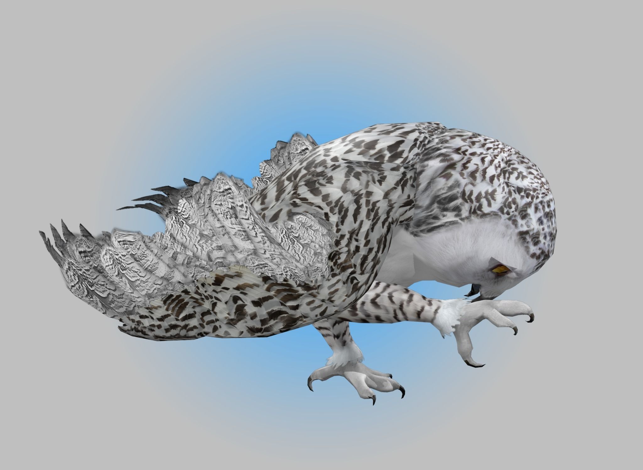 Snowy White Owl Animated Low-poly 3D model_4