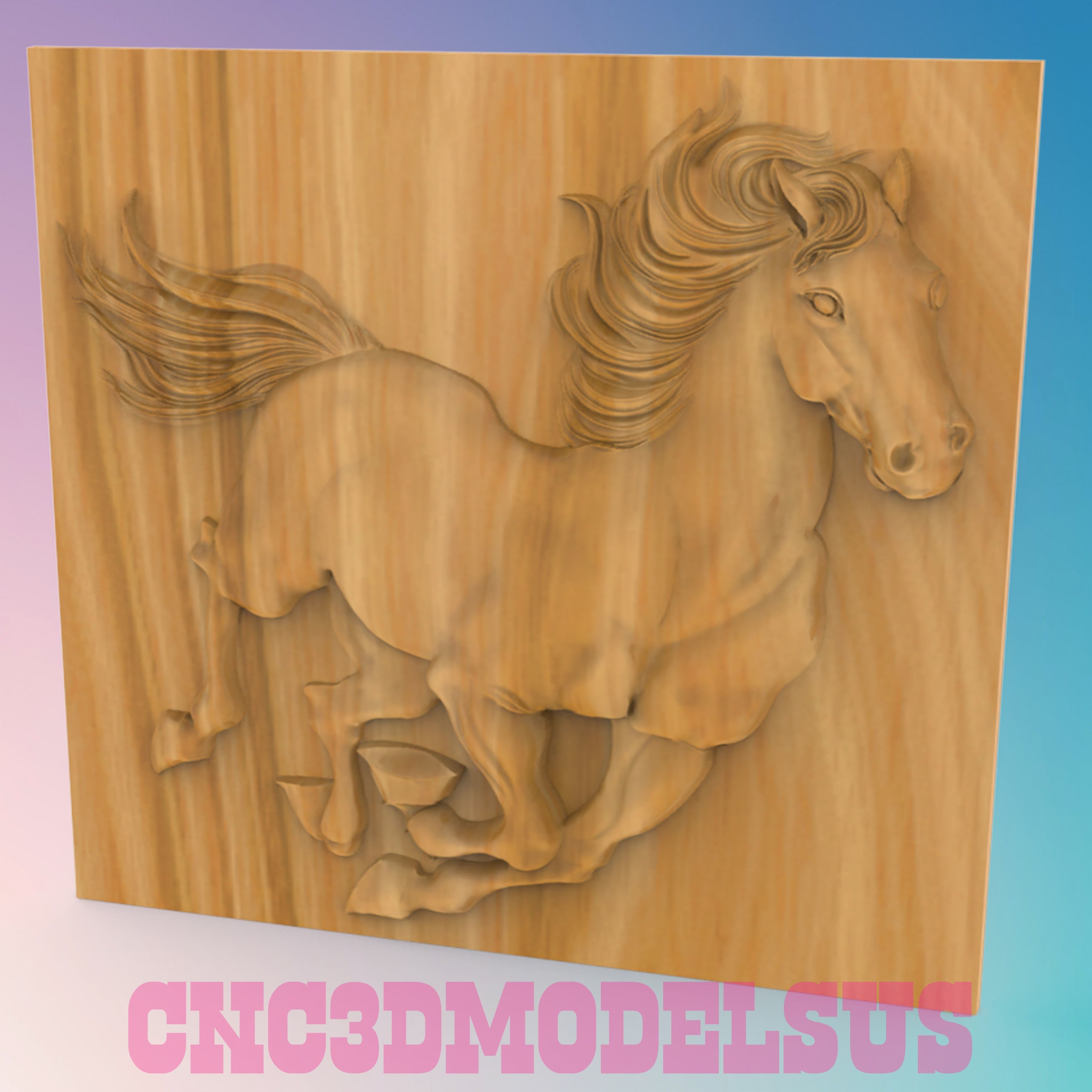 Running horse 3D MODEL STL FILE FOR CNC ROUTER LASER 3D print model_2