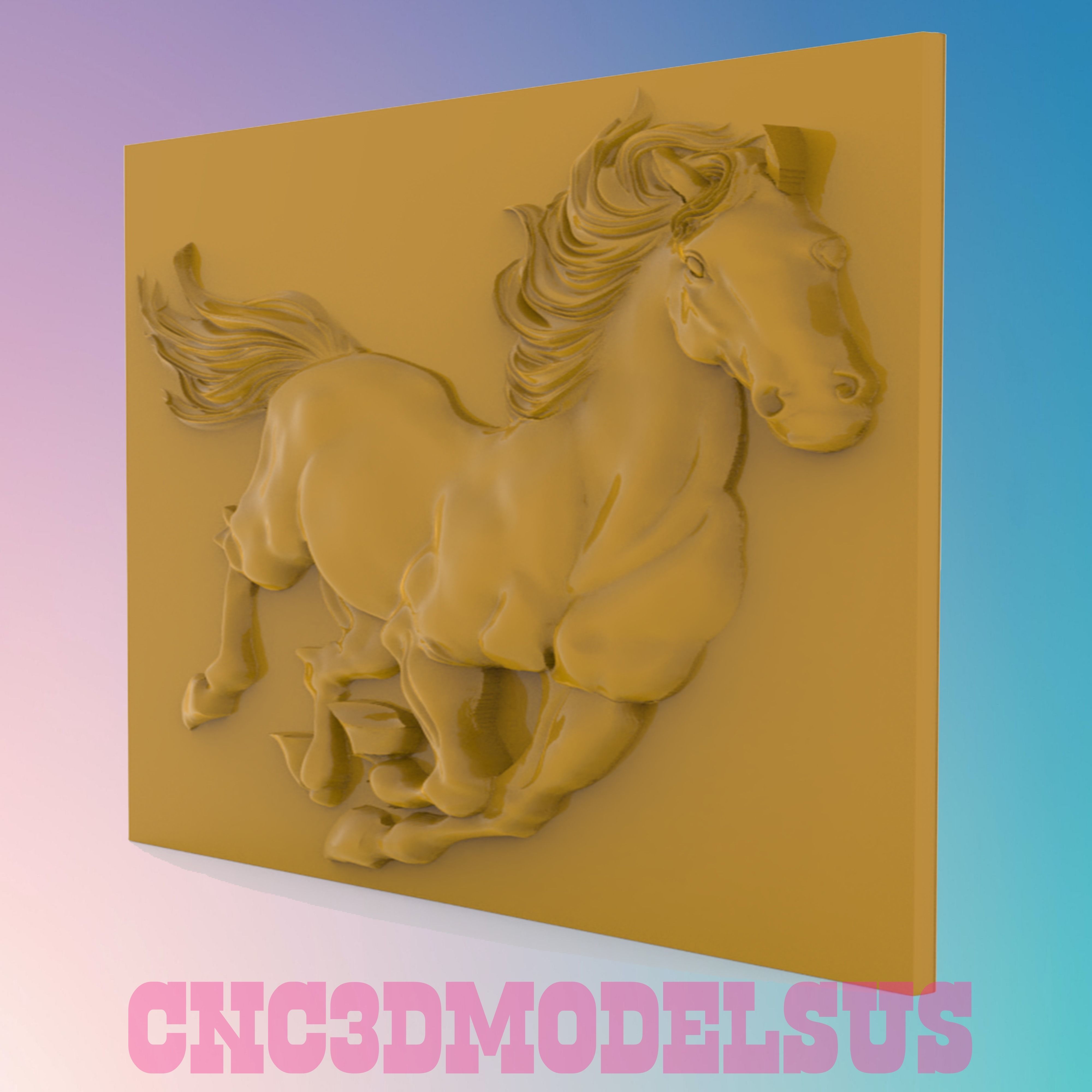 Running horse 3D MODEL STL FILE FOR CNC ROUTER LASER 3D print model_1
