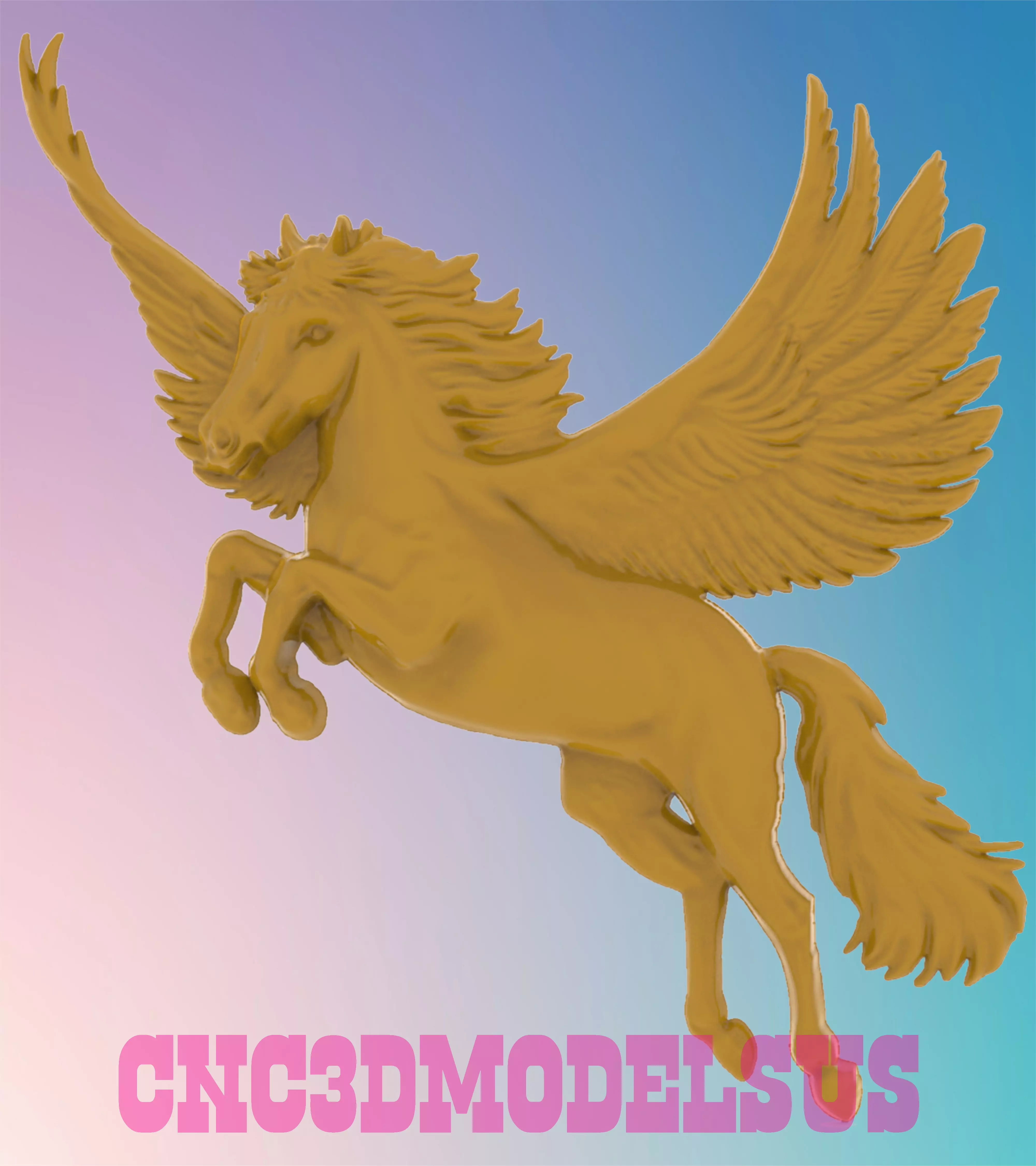 Flying Pegasus 3D MODEL STL FILE FOR CNC ROUTER LASER 3D print model_0
