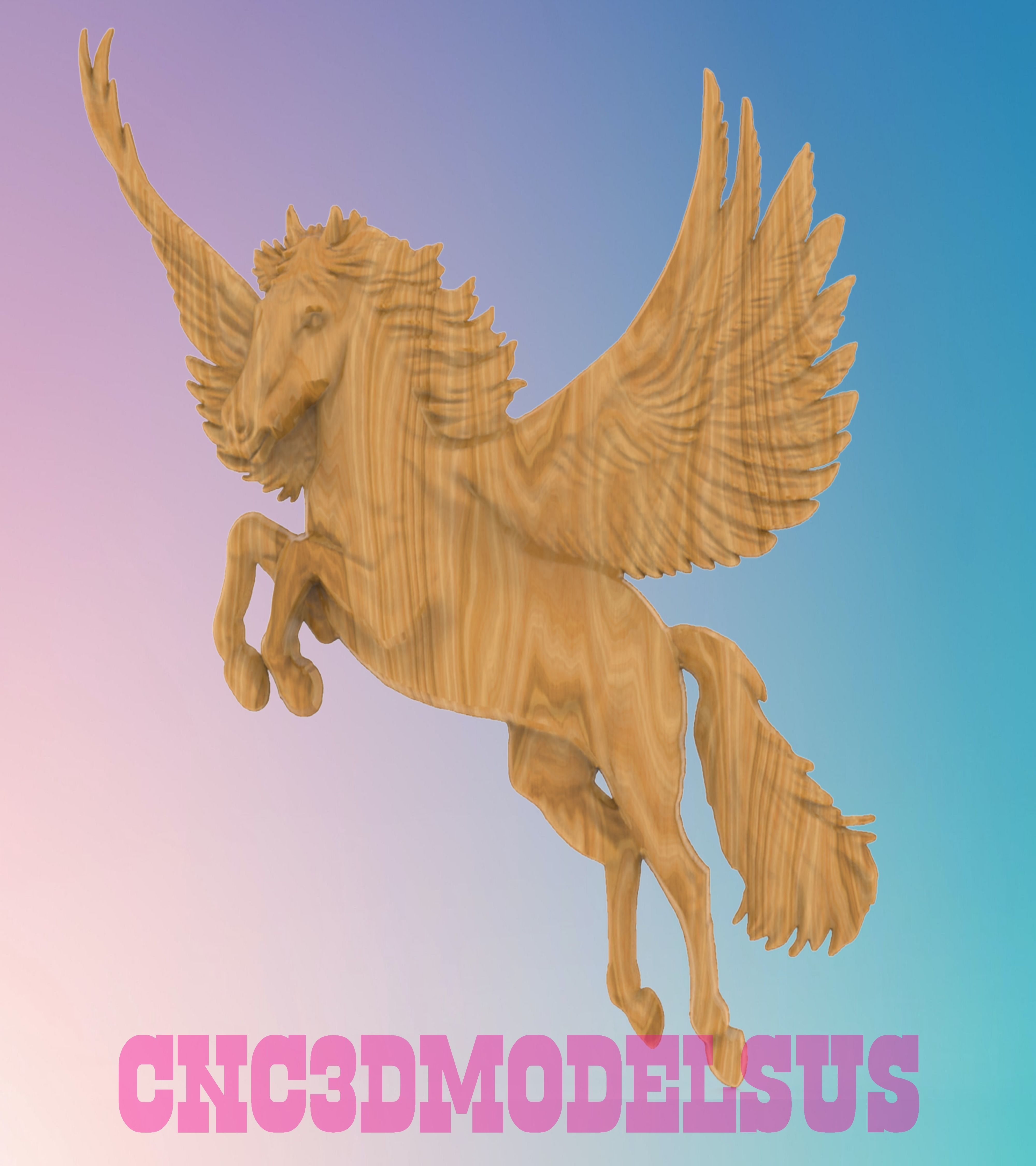 Flying Pegasus 3D MODEL STL FILE FOR CNC ROUTER LASER 3D print model_1