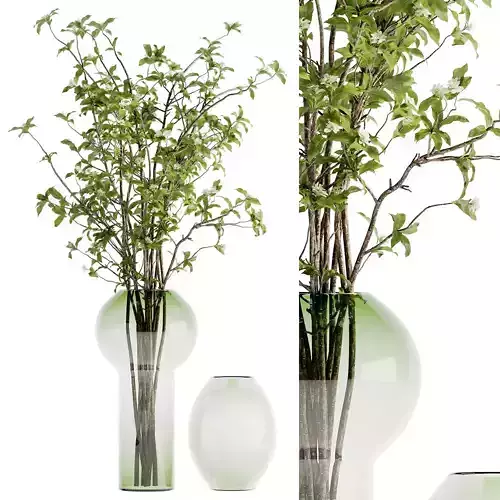 twig bouquet inserted into a glass vase