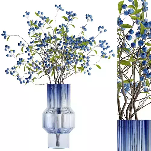 blueberry bouquet inserted into glass vase