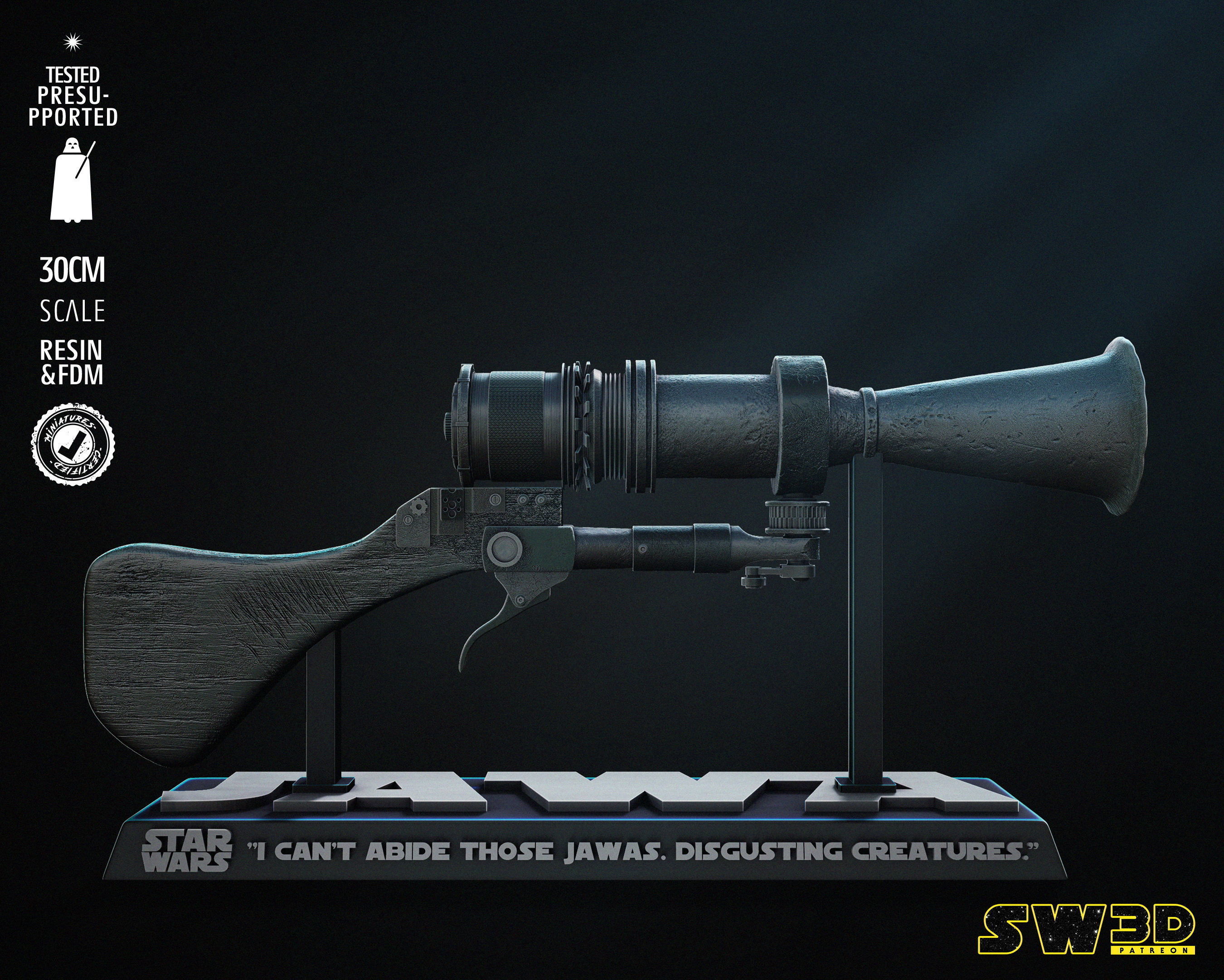 STAR WARS Jawa Blaster Sculpture Tested for 3D printing 3D print model_6