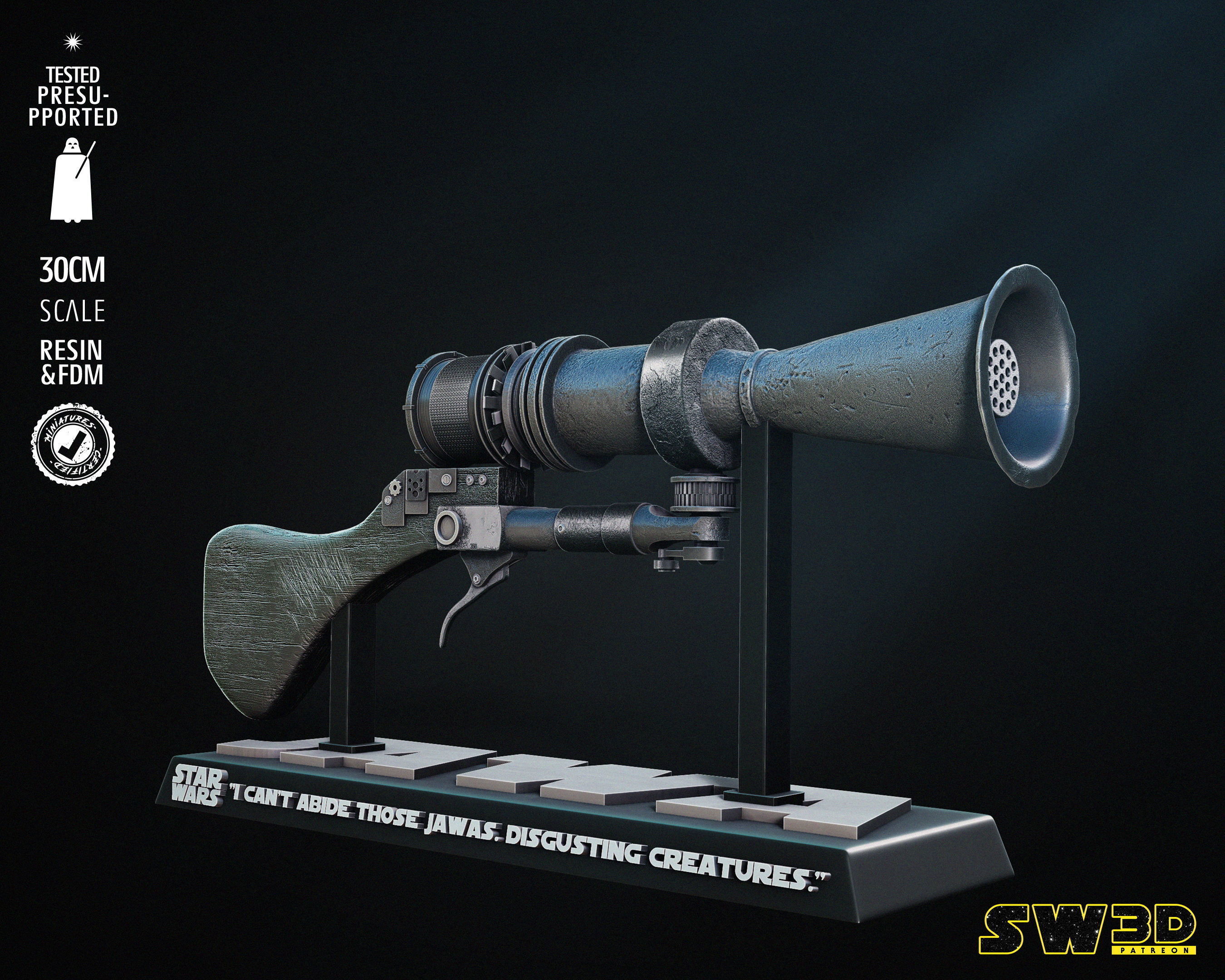 STAR WARS Jawa Blaster Sculpture Tested for 3D printing 3D print model_9