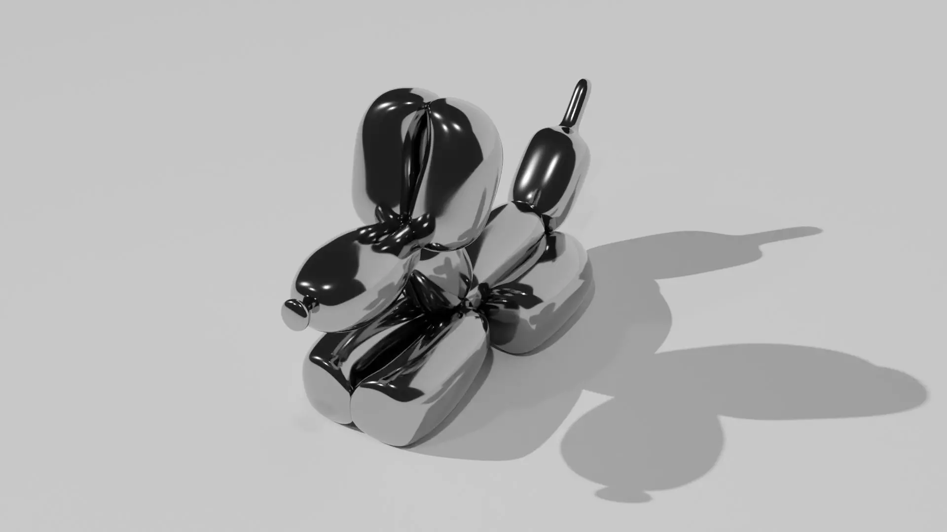Baloon dog chrome statue 3D model_0