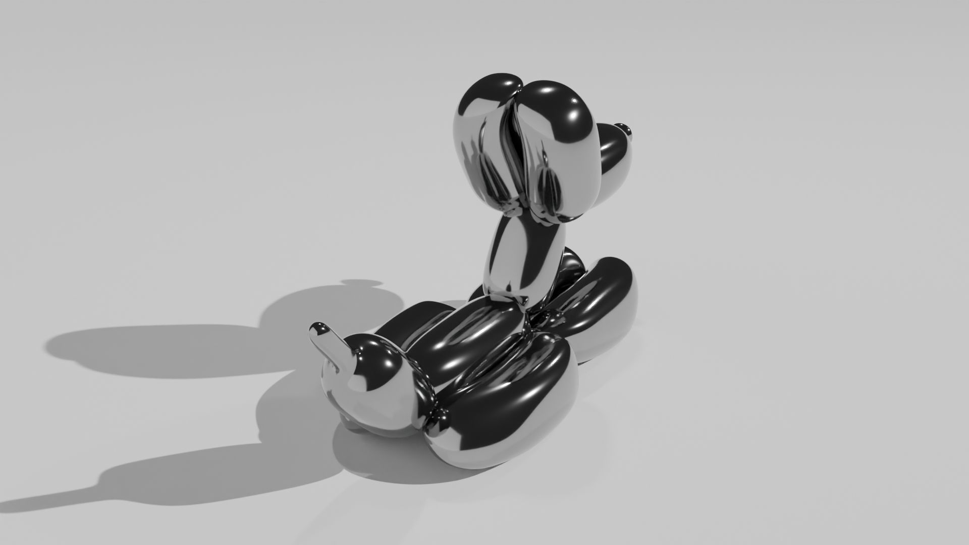 Baloon dog chrome statue 3D model_2