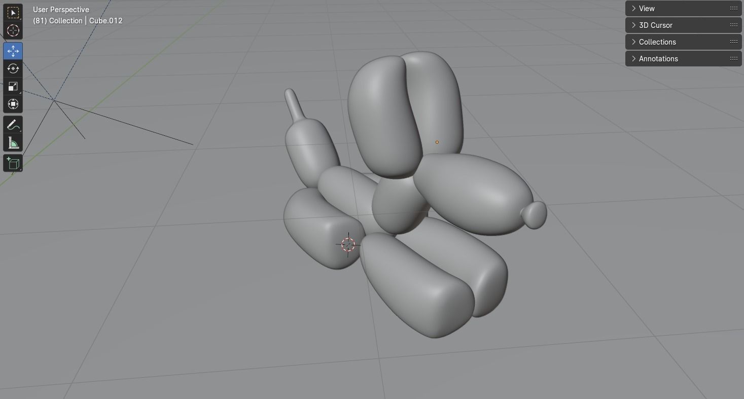 Baloon dog chrome statue 3D model_4