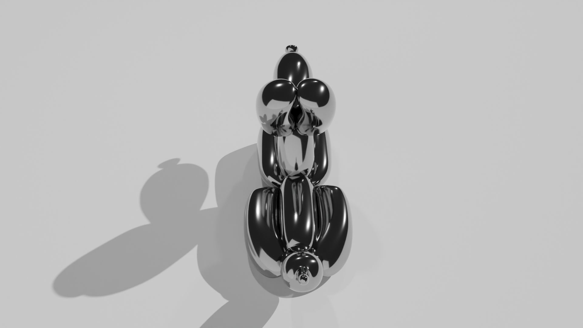 Baloon dog chrome statue 3D model_3