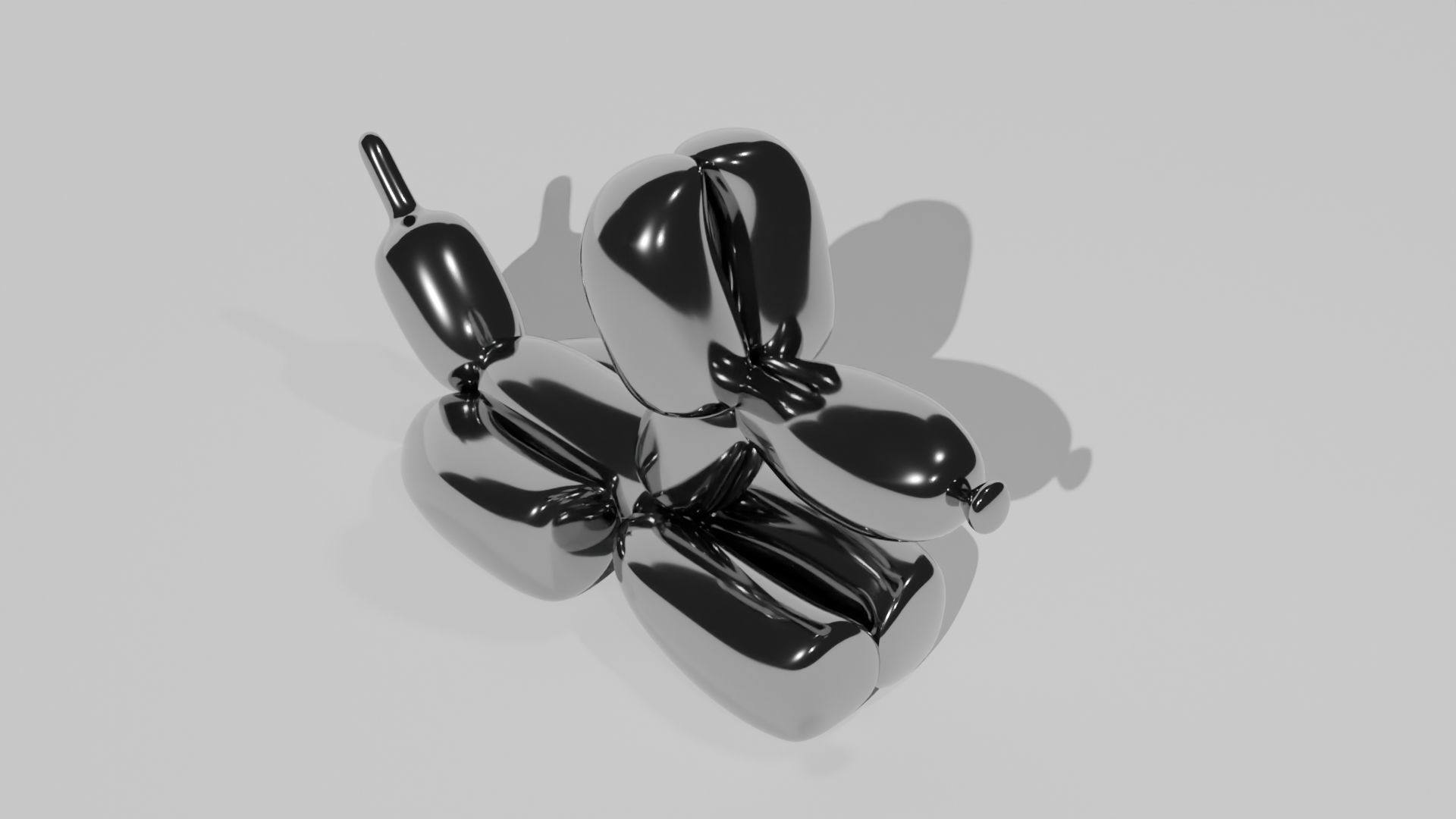 Baloon dog chrome statue 3D model_1