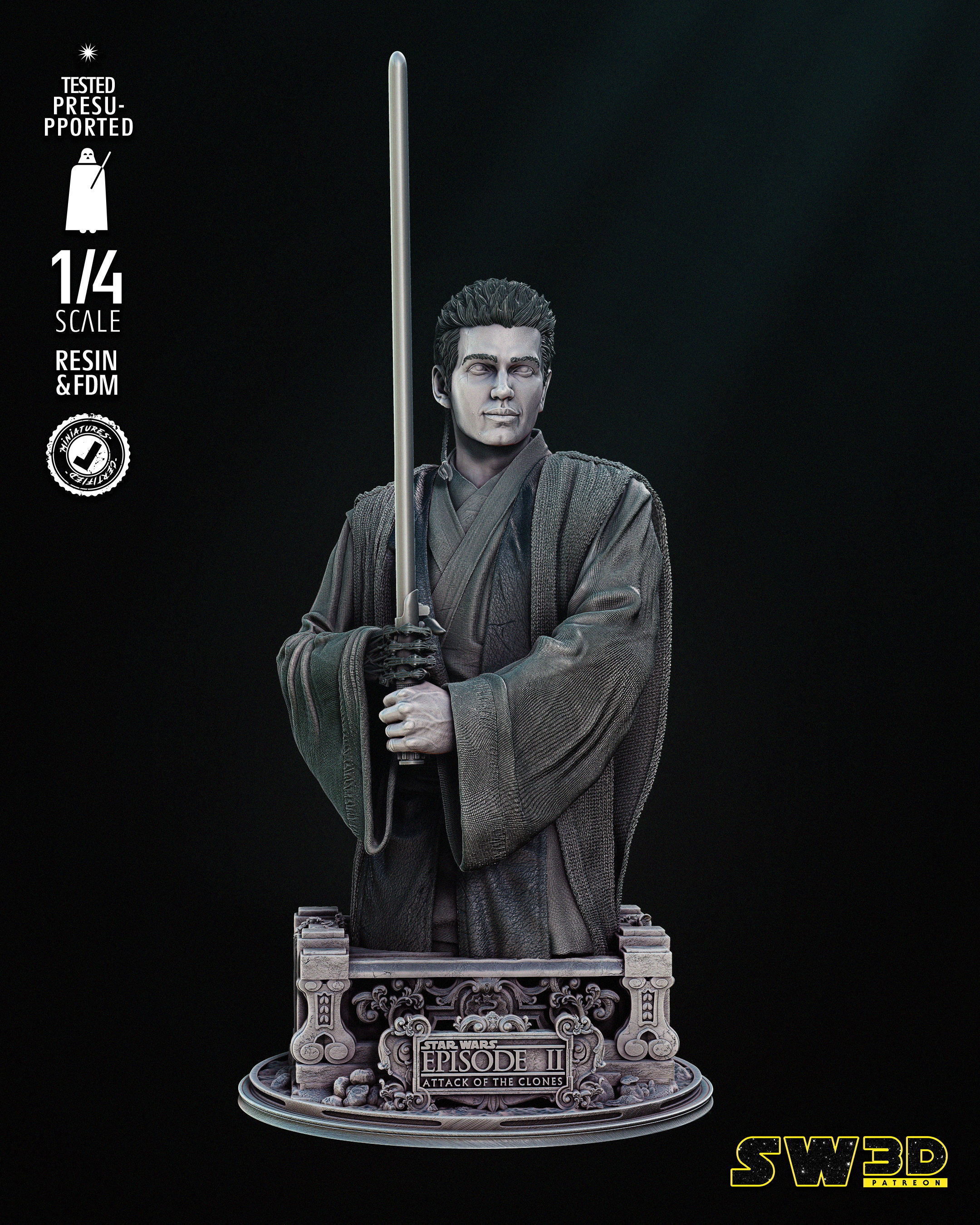 STAR WARS Young Anakin Bust Tested for 3D printing 3D print model_11