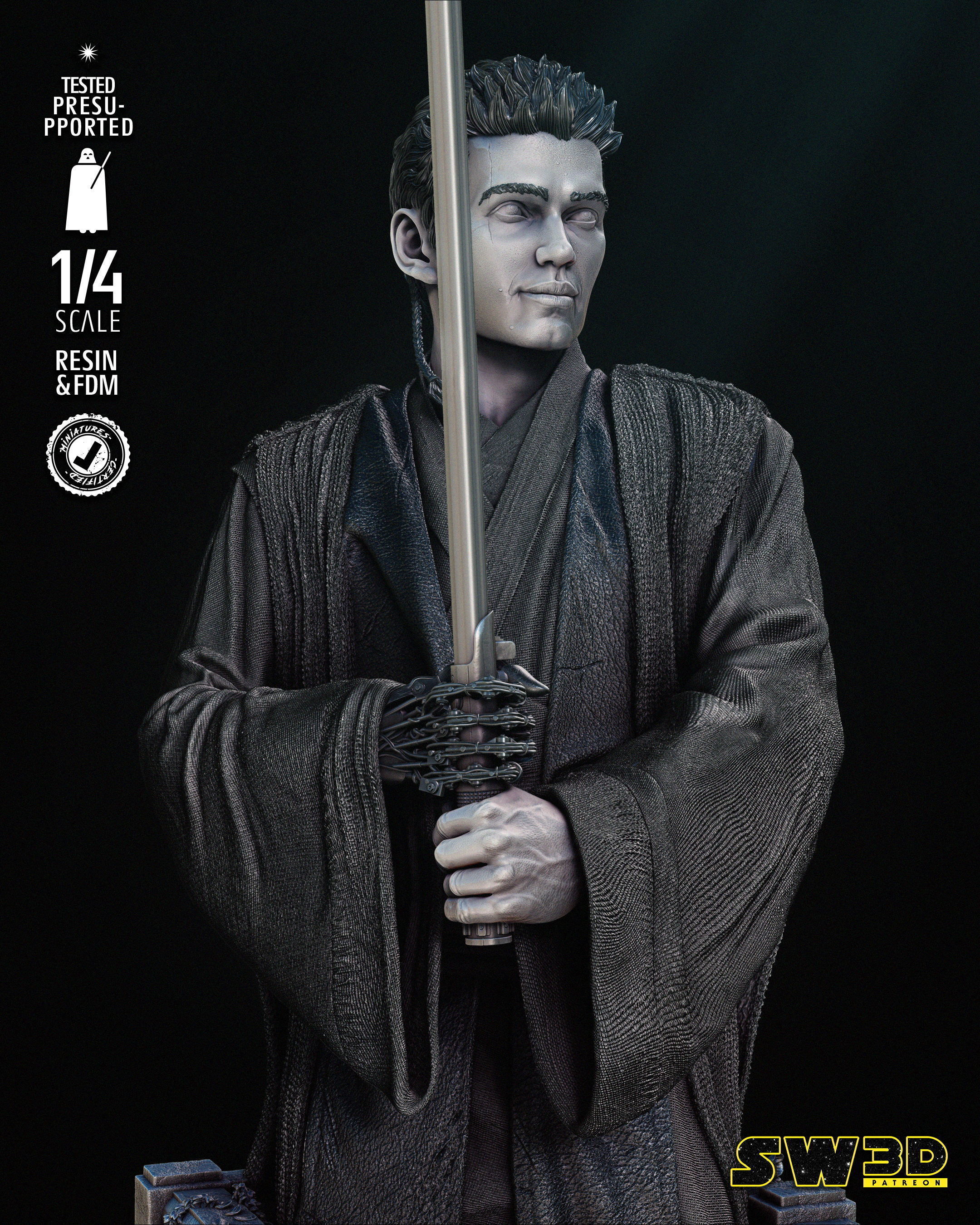 STAR WARS Young Anakin Bust Tested for 3D printing 3D print model_7
