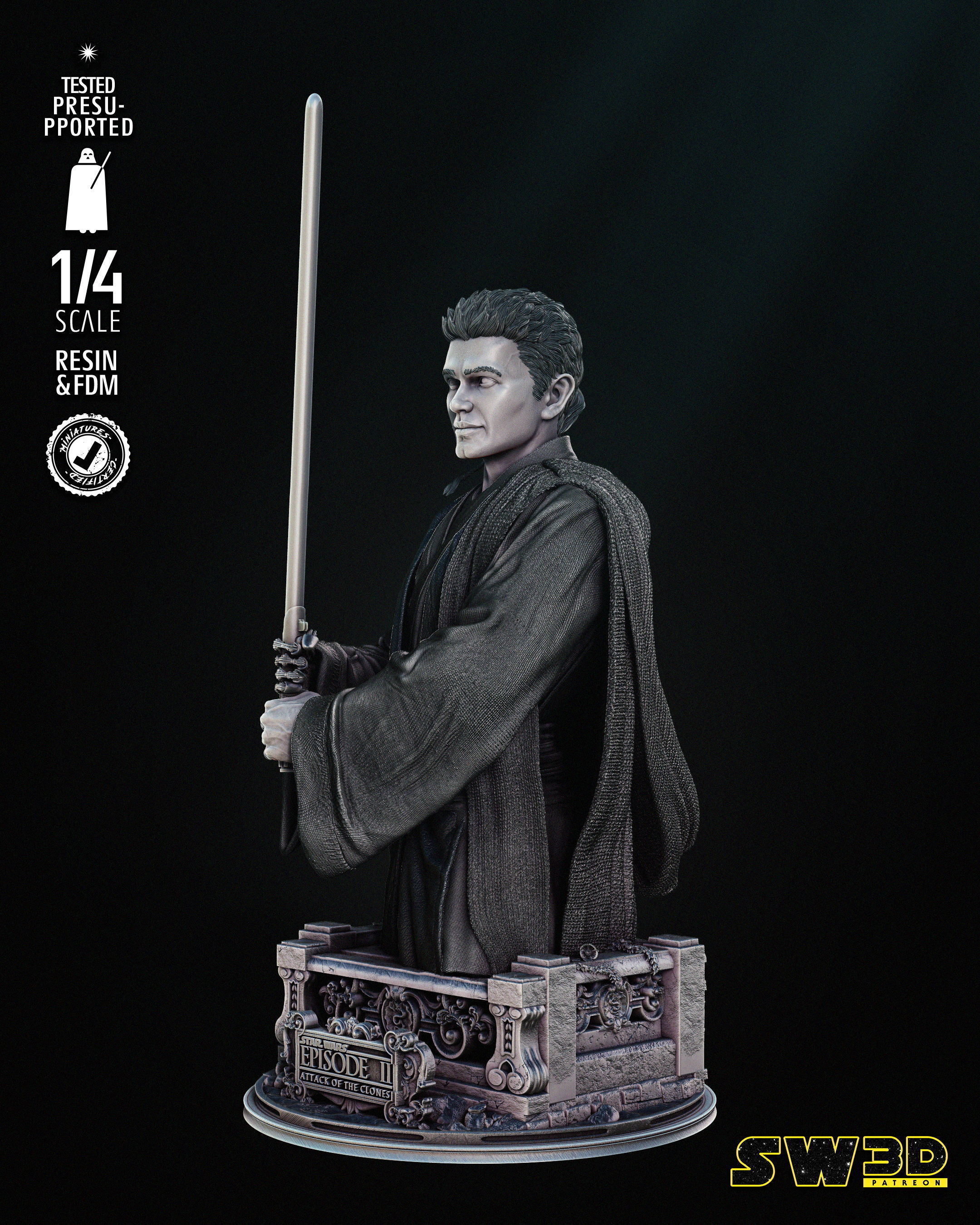 STAR WARS Young Anakin Bust Tested for 3D printing 3D print model_22