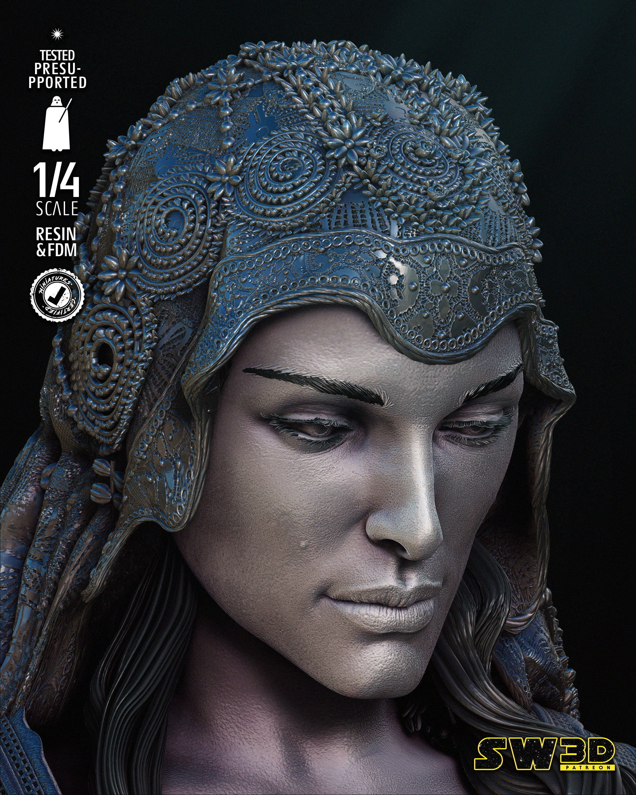 STAR WARS Padme Bust Tested for 3D printing 3D print model_32