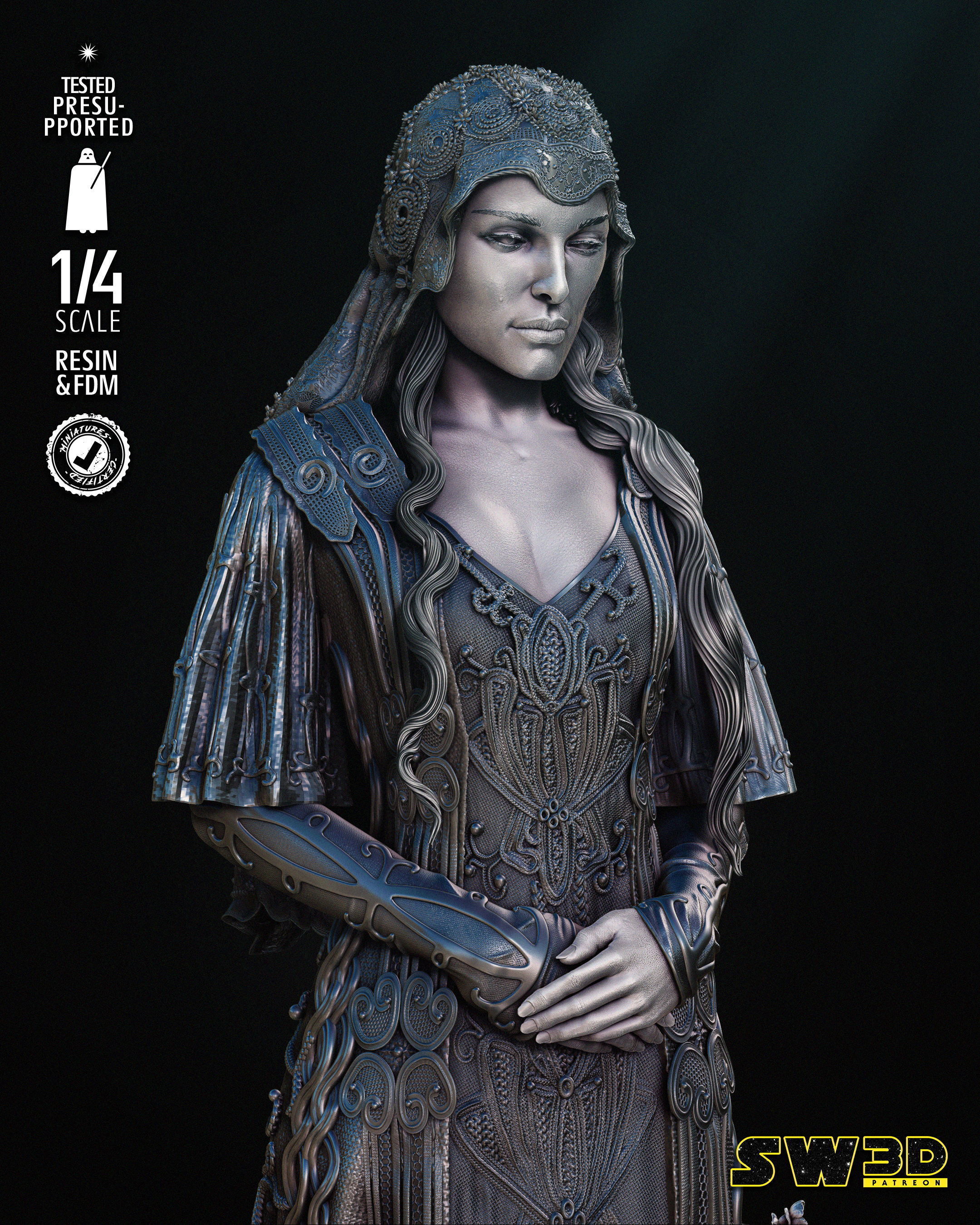 STAR WARS Padme Bust Tested for 3D printing 3D print model_25