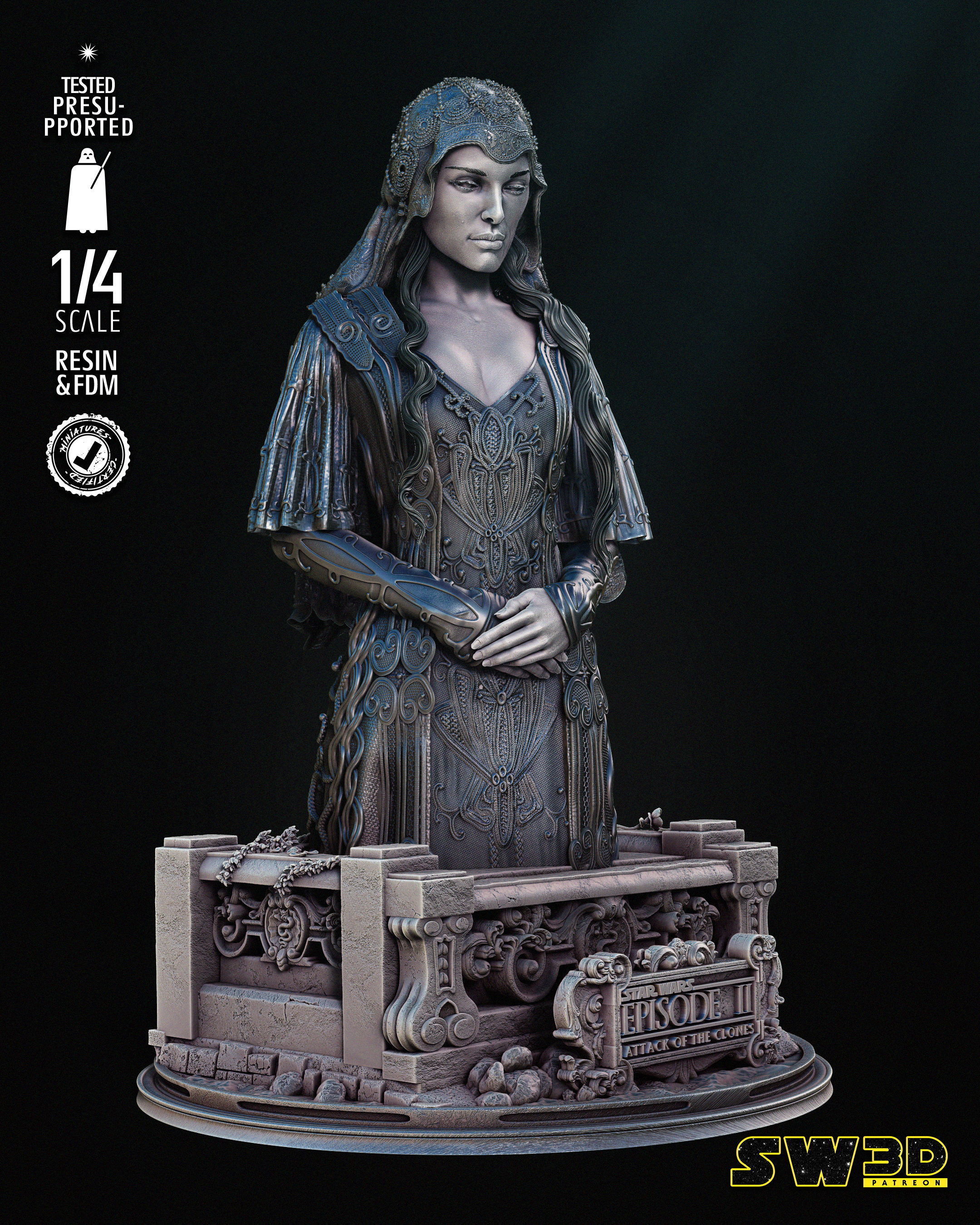 STAR WARS Padme Bust Tested for 3D printing 3D print model_14