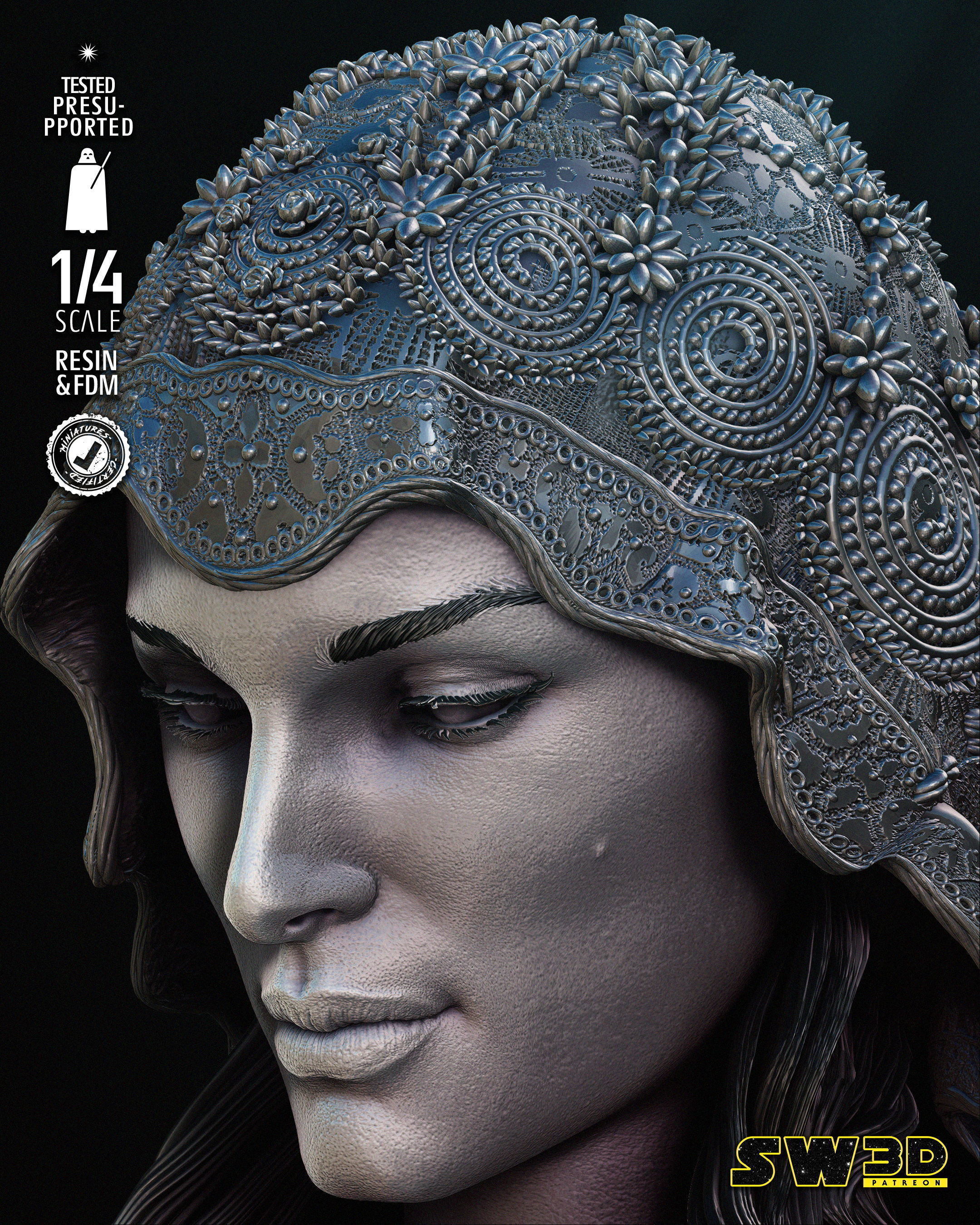 STAR WARS Padme Bust Tested for 3D printing 3D print model_46